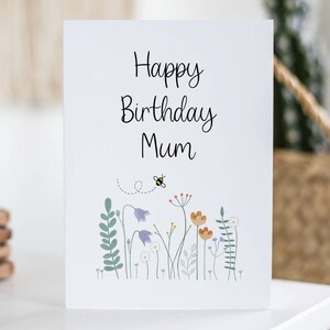 Alles Gute zum Geburtstag Mama Karte, Floral, Wildblumen, Juni Geburtstagskarte für Mama, Tochter, beste Freundin, Stiefmutter, Schwester, Tante, Oma