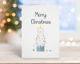 Cat Christmas Card, Merry Christmas Card, From The Cat, Cute Cat Card, Funny Cat Card, Christmas Gift, For Her, Card For Mum, Xmas Card