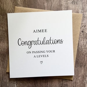 Personalisierte A Levels Karte, Glückwünsche, bestanden, A Level Ergebnisse, A Level Geschenk, Prüfungen, stolz auf dich, Well Done Karte, Glückwunsch