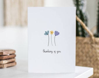 Thinking Of You Card, Floral Card, Sympathy, Bereavement, Loss, Simple Flower Card, For Him, For Her