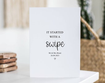 It Started With A Swipe, Anniversary Card, Wedding, April Birthday, Personalised Anniversary Gift, Husband, Wife, Fiance, Girlfriend