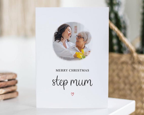 Step Mum Christmas Card, Merry Christmas, Personalised Photo Card