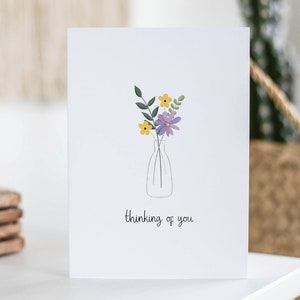 Carte Pensées à vous, carte florale, sympathie, deuil, perte, vous me manquez, carte florale, pour lui, pour elle