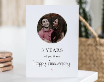 3 Years Anniversary Card, You & Me, Three Years Photo Card, 3rd Anniversary Gift, Boyfriend, Girlfriend, Husband, Wife, Anniversary Keepsake