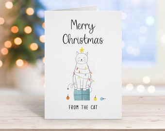 Cat Christmas Card, Merry Christmas Card, From The Cat, Funny Cat Card, Cute Cat Card, Christmas Gift, For Her, Card For Mum, Xmas Card