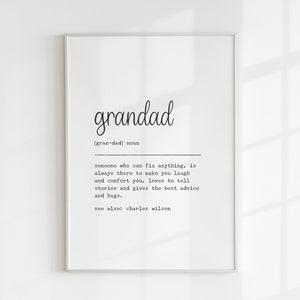 Grandad Definition Print, Personalised Grandad Gift, June Birthday, Grandfather, Papa, Grandparents Print, Dictionary Wall Art