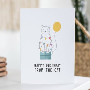 Carte Joyeux anniversaire de la part du chat, anniversaire de juin, cadeau chat, fourrure pour bébé, animal de compagnie, illustré, jolie carte, carte pour maman, papa, de sa fille