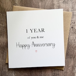 Gelukkige verjaardagskaart, 1 jaar, elk jaar, jij en ik, eerste jaar, eenjarige kaart, cadeau voor haar, hem, vriendin, vriend, echtgenoot, vrouw