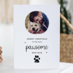 Pawsome hond papa, kerstfotokaart, vrolijk kerstfeest, gepersonaliseerde kaart, vader huisdier, baby bont, puppy, aangepast huisdier kerstcadeau
