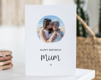 Mum Birthday Card, Personalised Photo Card, April Birthday Gift, Custom Mum Photo Card