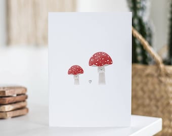 Mushroom Card, Cute Card, August Birthday, Anniversary Gift, Blank Card, Gift For Her, Husband, Wife