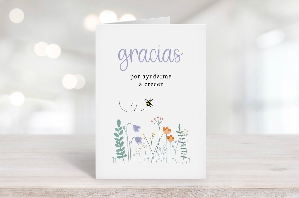 Spanish Card Thank You For Helping Me Grow Gracias Teacher | Etsy Thank You For Helping Me In Spanish