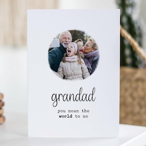 Biglietto per la festa del papà del nonno, "Sei il mondo per me", biglietto fotografico personalizzato, regalo per il nonno, biglietto personalizzato per il nonno, compleanno di giugno