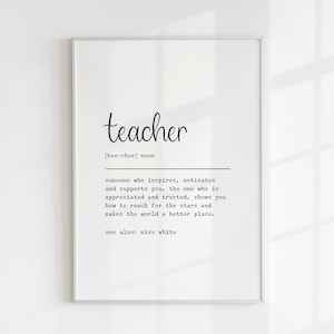 Personalisierter Lehrer-Druck, Dankesgeschenk, Wertschätzung des Lehrers, Schulanfang, Schulanfang, Lehrerruhestand, Definition-Druck