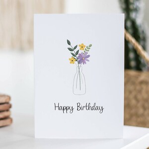 Carte de joyeux anniversaire, carte florale, anniversaire de juin, carte pour maman, fille, meilleure amie, belle-mère, soeur, tante