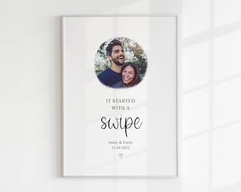 It Started With A Swipe, Personalised Photo Print, Anniversary Gift, April Birthday