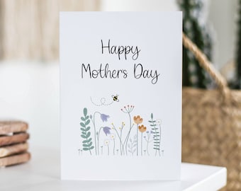 Floral Mother's Day Card, Illustrated A6 Card, Gift For Mum, From Daughter, Mother, Flowers