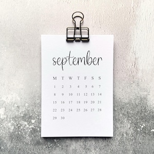 Minimalist Wall Calendar, 2025 Calendar, Any Month, Mini Calendar, With Clip, A6 or A5, September Birthday Gift, New Job