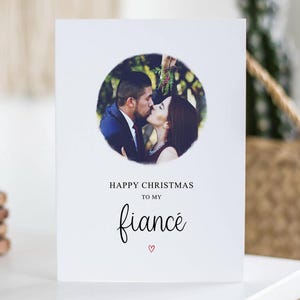Happy Christmas To My Fiancé, Photo Card, Merry Christmas, Personalised Card, Custom Fiance Xmas Gift