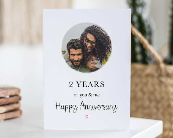 Years Anniversary Card, You Me, Two Years Photo Card, 2nd