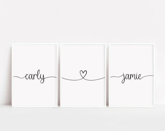 Personalised Name Prints, Anniversary Gift, Bedroom Wall Art, Housewarming, Living Room, Kitchen, Above Bed, Winter Decor, For Her, Mum, A3