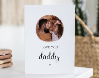 Tarjeta "Te quiero, papá", Día del Padre, Tarjeta personalizada con foto, De hija, Regalo de cumpleaños de junio, Papá, Mundo para mí, Tarjeta con foto de papá