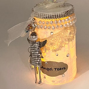 Angel Tears Stash Jar Mixed Media Art with genuine pearl necklace - the perfect gift! BUY 5 GET the 6th FREE!