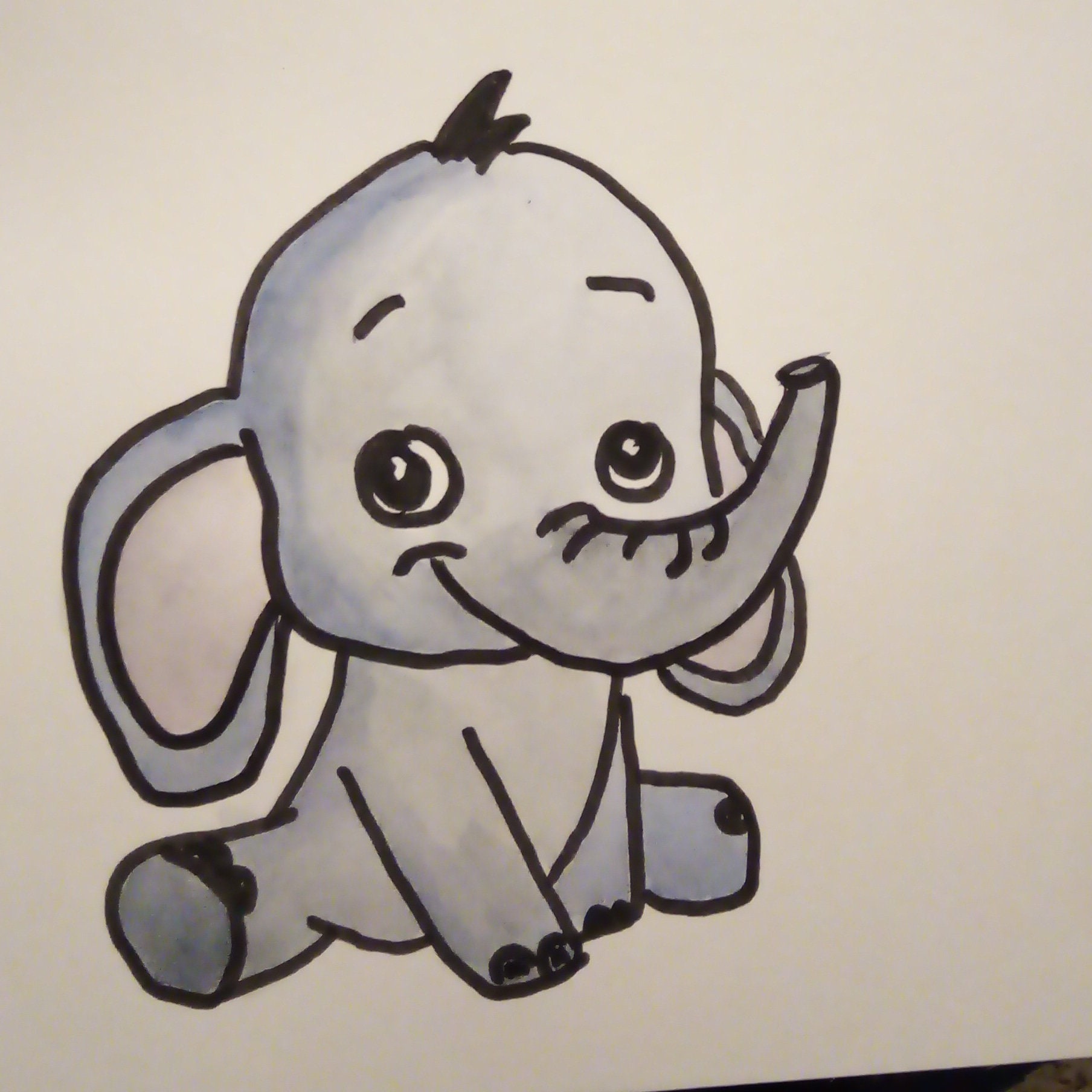 Baby Elephant Drawing For Children Etsy