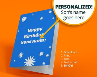 Printable Son Birthday Card - Etsy