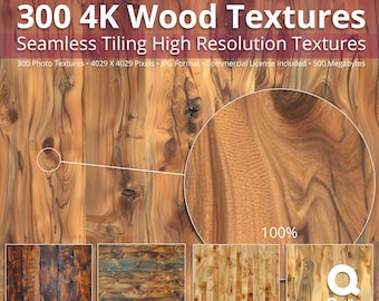 300 4K Holz nahtlose Texturen - 300 x 4K Res Tiling Foto Texturen - 500MB hochauflösende kommerzielle Lizenz - helle und dunkle Holzmaserung