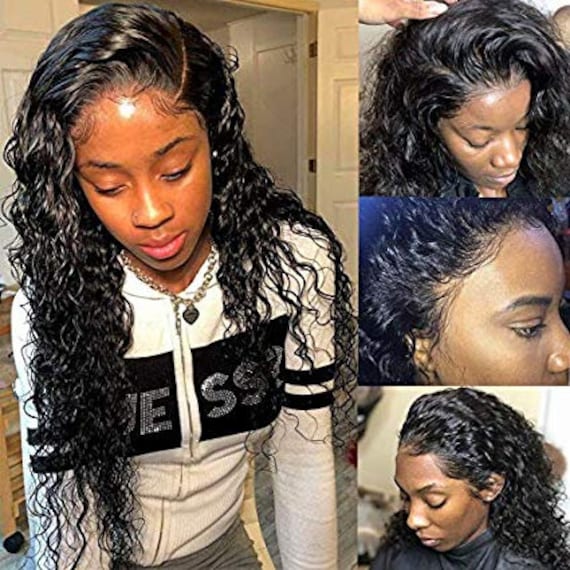 Peruvian 360 Deep Wave Human Hair Lace Frontal Wig Unprocessed | Etsy