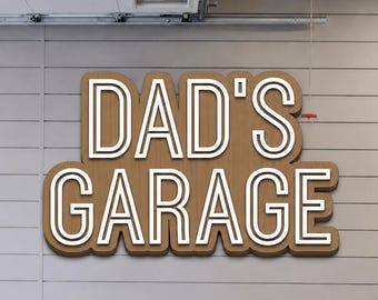 Anpassad träskylt för pappas garage | Fars dag-present | Personligt namn för garage, man cave, verkstad, kontorsinredning