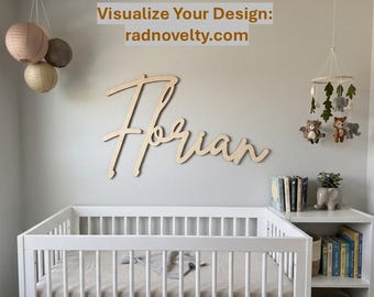 Custom Wood Name Sign | Personalized 1/2" Thick Premium Cut-Out | Nursery Wall Decor | Baby Name Sign | Laser Cut Wood Letters | 24+ Inches