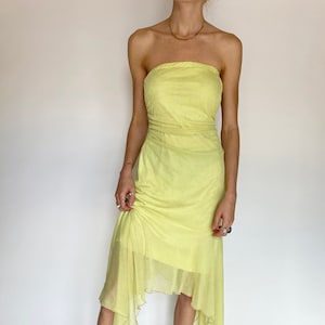 Vintage Strapless Yellow Sparkly Dress