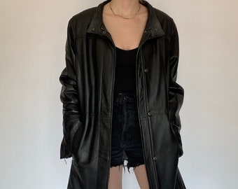 Vintage Danier Leather Black Coat (L)