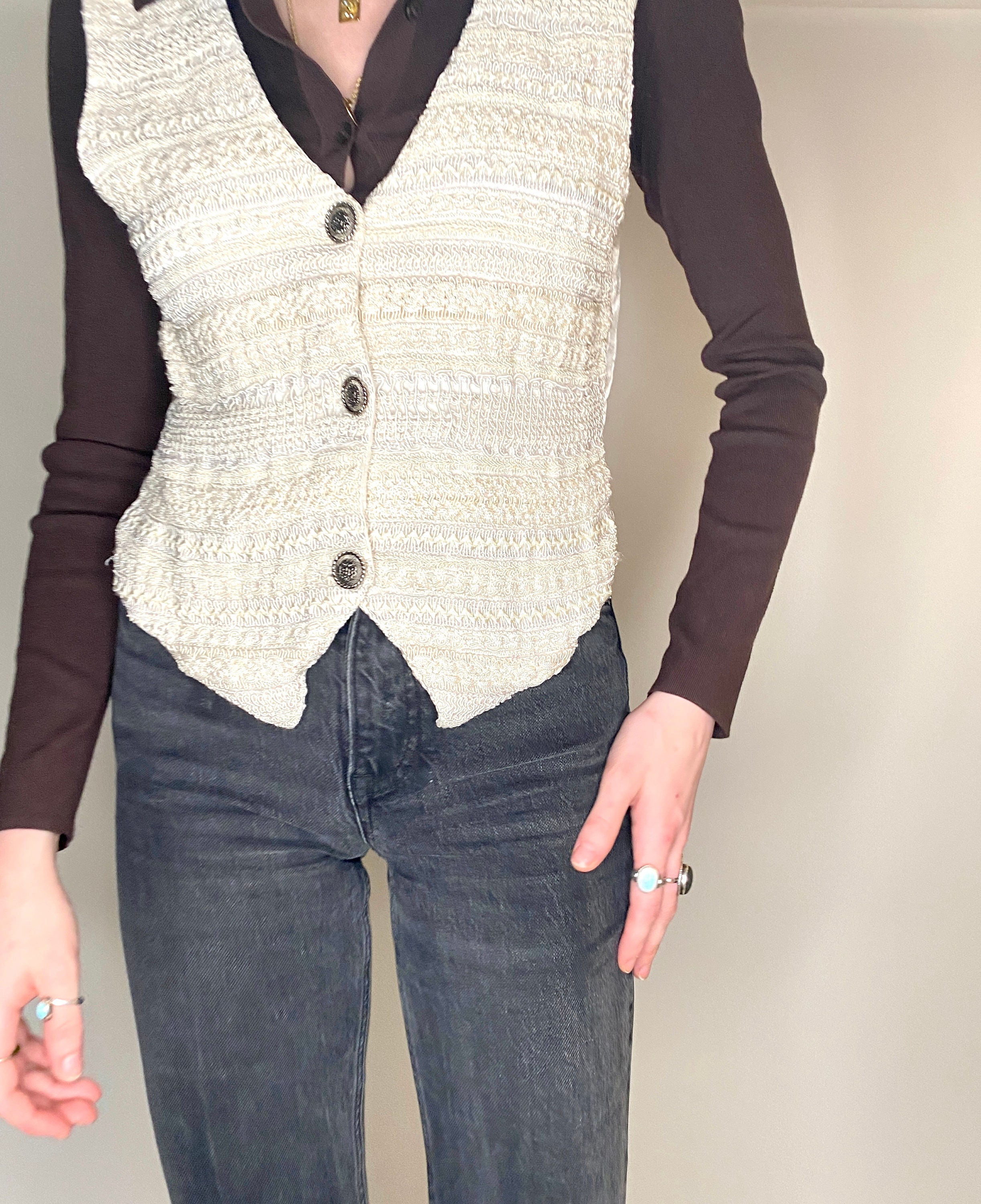 Vintage Cream/off White Beaded Sweater Vest (M) - Etsy