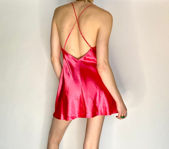 Vintage Silk Pink Magenta LaSenza Slip Dress (S) - image 9