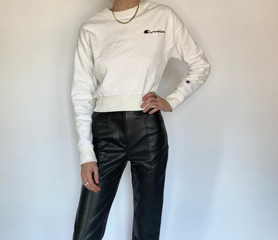 shirt, champion, cropped sweater, cropped, long sleeve crop top