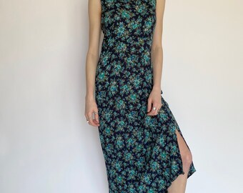 green emerald velvet dress Eviaso Midi Dress in Ditsy Mix Floral Green