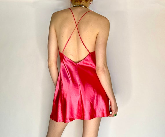 Vintage Silk Pink Magenta LaSenza Slip Dress (S) - image 8