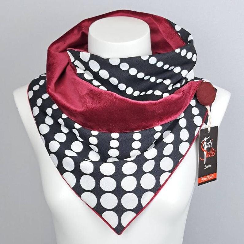 DSKOBT Women's Scarf Polka Dot Red and White Scarf Retro