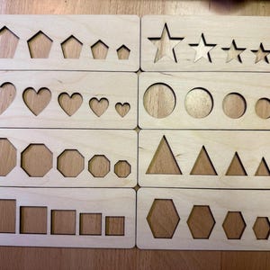 PreWriting Shape Tracing Stencils Set, Wooden Montessori Educational Toy, Montessori educational toys for 3 year old, Montessori wooden gift