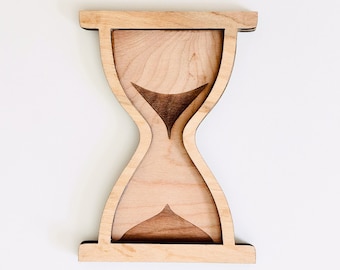 Hourglass Time Wooden Sensory Bin Tray Montessori Educational Toy, Montessori educational toys for 5 year old, Montessori wooden gift