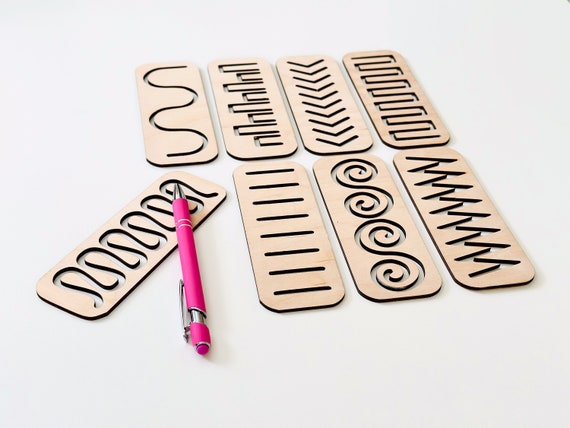 Pre-Writing Line Tracing Stencils Set, Wooden Montessori Educational Toy, Montessori educational toys for 3 year old, Montessori wooden gift