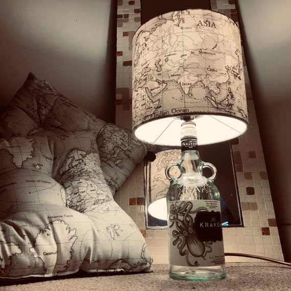 Handmade Map Print Stylish Lamp Shade. Eye Catcher Classy Map