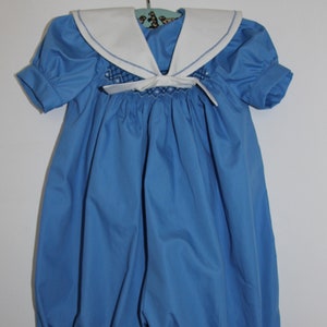 Sailor Collar Romper with Hand Smocking