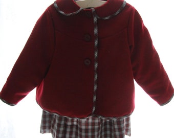 Red Wool Jacket with Hand Smocked Dress