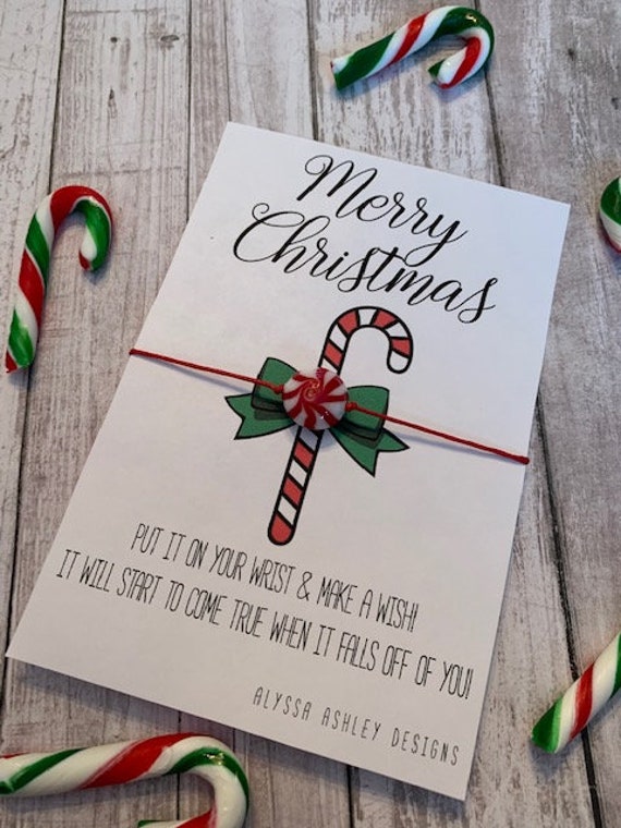 Merry Christmas Candy Cane Wish Charm Bracelet Holiday Party