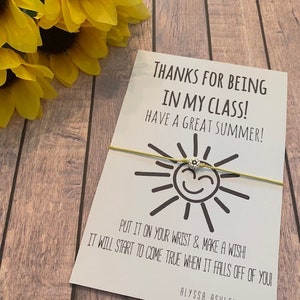 End of The Year Student Teacher Gift Thank You Wish Bracelet