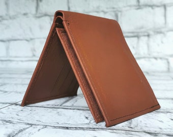 Cartera de cuero para hombre, delgada, plegable, minimalista, para tarjetas, regalo para el Día del Padre.